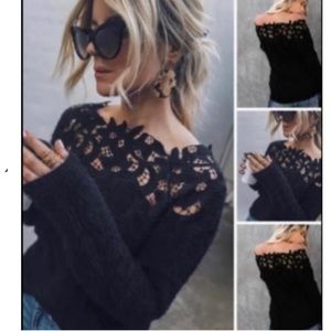 Vici lace off shoulder sweater